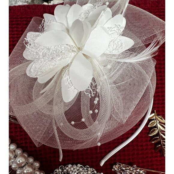 Bridal Hair Accessories Set With Pearl & Crystal Combs and‎ Veil - Picture 2 of 5